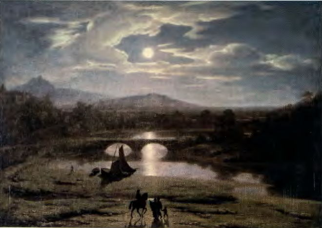 Figure 5.36: WASHINGTON ALLSTON, Moonlit Landscape (Moonlight), 1819. Oil on canvas, 25⅛ x 35¾ in ( 64 x 90.6 cm). Museum of Fine Arts, Boston, Massachusetts.