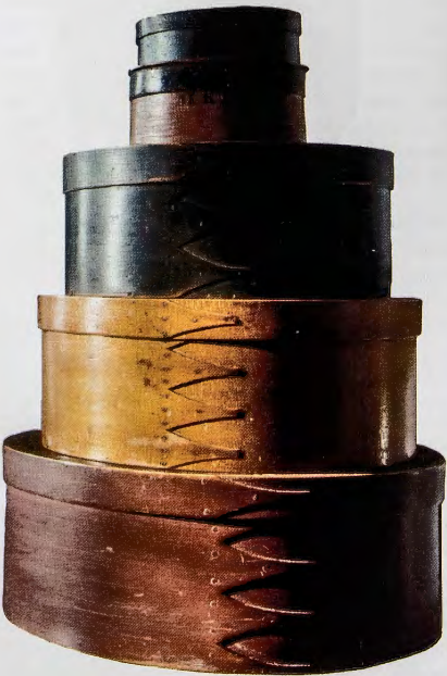 Figure 6.22: Shaker oval boxes, mid-19th century. Maple, pine, and copper tacks.