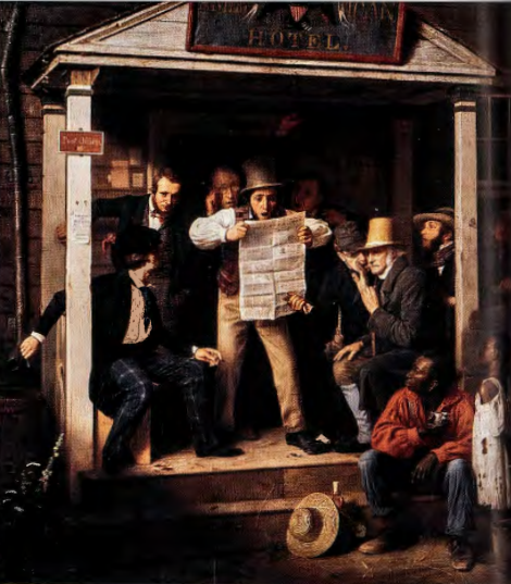 Figure 6.28: RICHARD CATON WOODVILLE, War News.from Mexico, 1848. Oil on canvas, 27 x 24¼ in (68.5 x 61.5 cm). Manoogian Collection, Grand Rapids, Michigan, on loan to the National Gallery of Art, Washington, D.C.