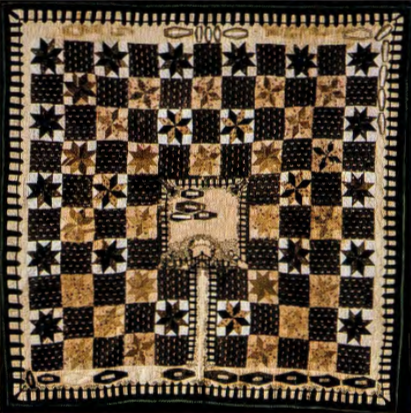 Figure 8.5: ELIZABETH ROSEBERRY MITCHELL, Quilt, 1843. Cotton, paper (walnut hull dyes), 85 x 81 in (215.9 X 205.7 cm). Kentucky Historical Society, Frankfort.