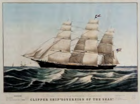 Figure 8.10: CURRIER & IVES, Clipper Ship "Sovereign of the Seas", 1852. Lithograph. Museum of Fine Arts, Springfield, Massachusetts.