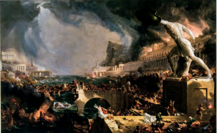 Figure 8.20: THOMAS COLE, The Course of Empire: Destruction, 1836. Oil on canvas, 33¼ x 63¼ in (84.4 X 160.6 cm). New York Historical Society.