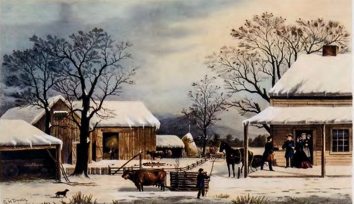 Figure 8.23: CURRIER & IVES, after G.H. DURRIE & J. SCHUTLER, Home to Thanksgiving, 1867. Lithograph. Museum of Pine Arts, Springfield, Massachusetts.