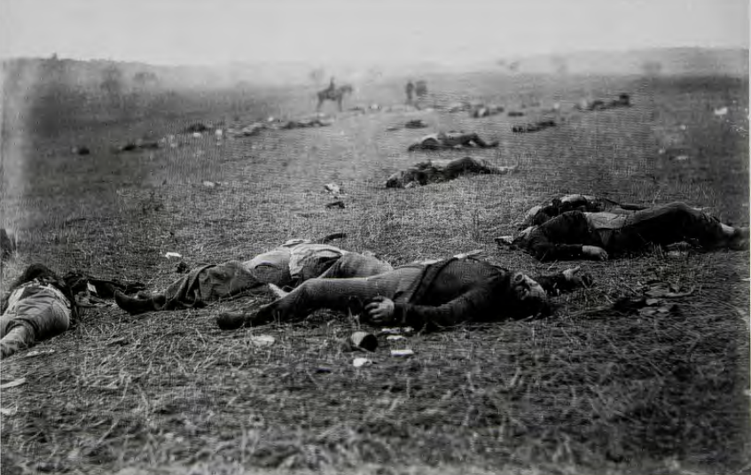 Figure 8.36: TIMOTHY O 'SULLIVAN (negative) & ALEXANDER GARDNER (positive), A Harvest of Death, Gettysburg, July, 1863, 1863. Photograph. Library of Congress, Washington, D.C.