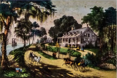Figure 9.19: CURRIER & IVES, "A Home on the Mississippi", 1871. Lithograph. Museum of Pine Art, Springfield, Massachusetts.