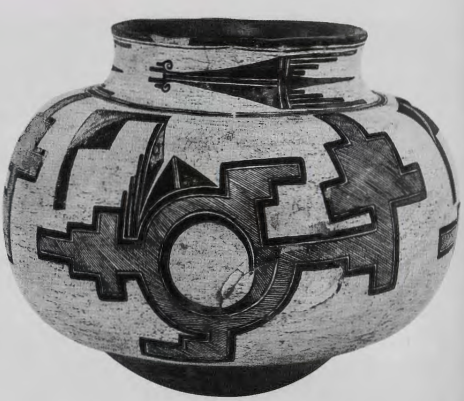 Figure 9.27: UNKNOWN ARTIST (ZUNI), Polychrome jar, c. 1825-40. Clay, 11¾ in (29.8 cm) diameter. Taylor Museum, Colorado Springs.