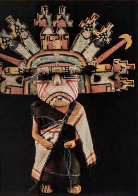 Figure 9.28: UNKNOWN ARTIST (HOPI), Palhikwmana-Kachina tihu figure, Arizona, 1901. Wood, textile, 16½ in (41.9 cm) high. Berlin Ethnological Museum.