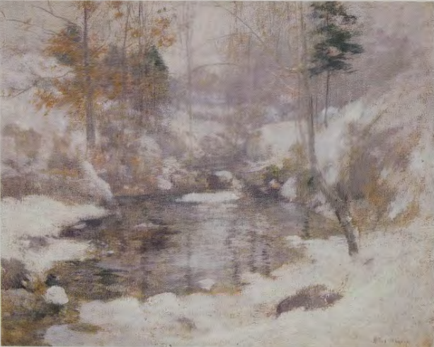 Figure 10.7: JOHN TWACHTMAN, Winter Harmony, c. 1890- 1900. Oil on canvas, 25¾ x 32 in (65.3 x 81.2 cm). National Gallery of Art, Washington, D.C. Gift of the Avalon Foundation.