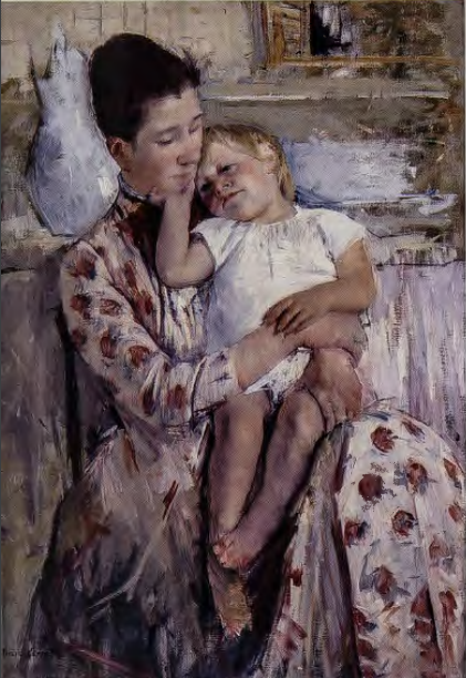 Figure 10.15: MARY CASSATT, Mother and Child, 1889. Oil on canvas, 35⅜ x 25⅜ in (90 x 64.5 cm). Wichita Art Museum, Kansas.