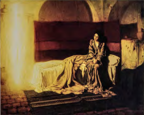 Figure 10.16: HENRY OSSAWA TANNER, The Annunciation, Oil on canvas, 57 x 71½ in (144.7 x 181.6 cm), 1898. Philadelphia Museum of Art, Pennsylvania.
