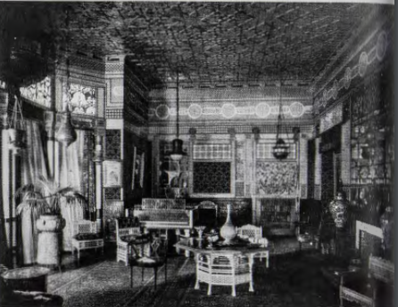 Figure 10.17: LOUIS COMFORT TIFFANY & CANDACE WHEELER, Mr. George Kemp's Salon, c. 1883, from Artistic Houses: Being a Series of Interior Views of a Number of the Most Beautiful and Celebrated Homes in the United States (1883- 1884), vol. 1, pt. 1, reprinted in Amelia Peck and Carol Irish, Candace Wheeler: The Art and Enterprise of American Design, 1875- 1900. Photograph. Metropolitan Museum of Art, New York. Thomas J. Watson Library.