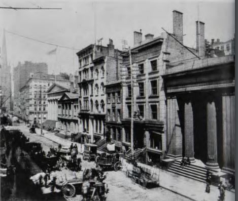 Figure 10.19: Wall Street, New York, c. 1882. New-York Historical Society.