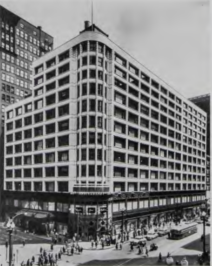 Figure 10.22: LOUIS SULLIVAN, Schlesinger and Mayer Department Store (Carson Pirie Scott), 1899. Chicago Historical Society, Illinois.