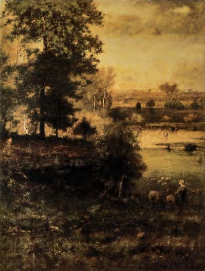 Figure 11.2:GEORGE INNESS, Scene at Durham, an Idyl, 1882- 5. Oil on canvas, 40 x 30 in (101.6 x 76 .2 cm). Collection of Frank and Katherine Martucci.