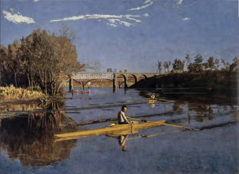 Figure 11.13: THOMAS EAKINS, The Champion Single Sculls (Max Schmitt in a Single Scull), 1871. Oil on canvas, 31 ¼ x 46 ¼ in (81.9 x n7.4 cm). Metropolitan Museum of Art, New York.