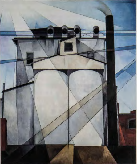Figure 13.18: CHARLES DEMUTH, My Egypt, 1927. Oil on composition board, 35¾ x 30 in (90.8 x 76.2 cm). Whitney Museum of American Art, New York.