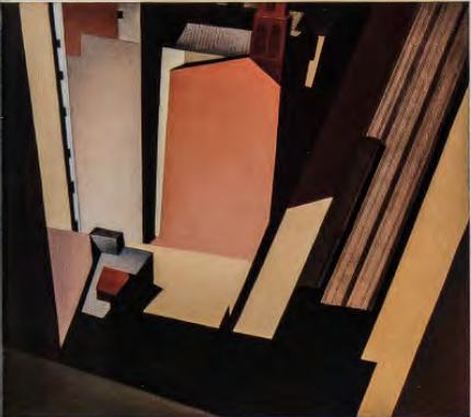 Figure 14.7: CHARLES SHEELER, Church Street EL, 1920. Oil on canvas, 16⅛ X 19⅛ in (40.7 X 48.3 cm). Cleveland Museum of Art, Ohio.