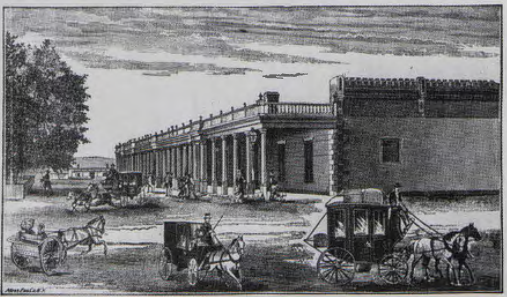 Figure 15.13: El Palacio de Adobe, c. 1880. Engraving. Palace of the Governors, Santa Fe, New Mexico.
