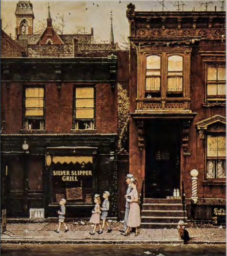 Figure 15.14: NORMAN ROCKWELL, Walking to Church, 1953. Oil on canvas, 18¾ x 17¾ in (47.6 x 45 cm). Private collection.