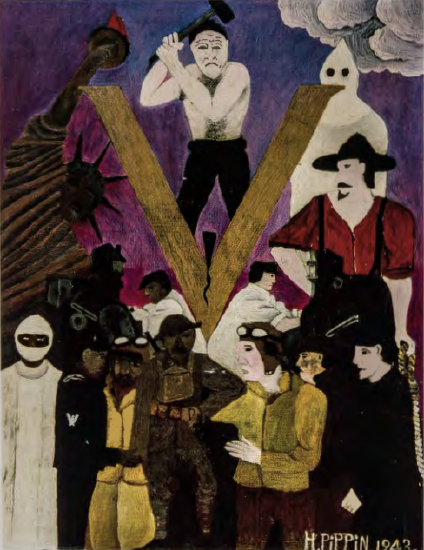 Figure 15.24: HORACE PIPPIN, Mr. Prejudice, 1943. Oil on canvas, 18 X 14 in (45.7 X 35.5 cm). Philadelphia Museum of Art, Pennsylvania.