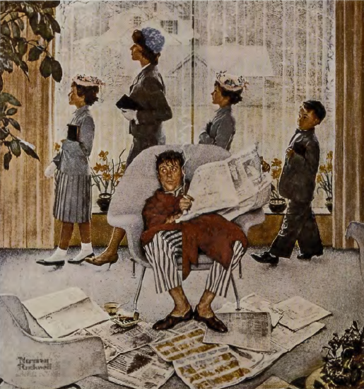 Figure 17.26: NORMAN ROCKWELL, Easter Morning, 1959. Oil on canvas, 53 x 49 in (134.6 X 124.4 cm). Private collection.