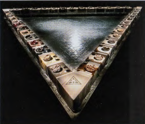 Figure 19.3: JUDY CHICAGO, The Dinner Party, 1974--9. Mixed media, 48 x 42 x 3 ft (14.6 X 12.8 X 9 m). Courtesy Through the Flower.