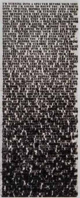 Figure 19.7: GLENN LIGON, Untitled (I'm Turning into a Specter Before Your Very Eyes and I'm Going to Haunt You), 1992. Oil and gesso on canvas, 80⅛  X 32⅛ X 2 in (203.4 x 81.5 X 5 cm). Philadelphia Museum of Art, Pennsylvania.