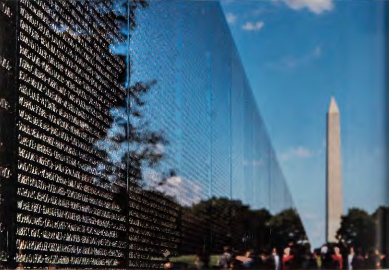 Figure 19.16: MAYA LIN, Vietnam Veterans Memorial, Constitution Gardens, Washington, D.C, 1982. Black granite.