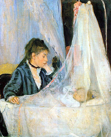 Berte Morisot, The Cradle, 1872, oil on canvas, 56 x 46 cm (Musée d'Orsay, Paris)