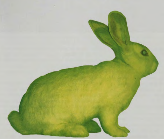 Figure 19.26: EDUARDO KAC, GFP Bunny, 2000-present. Genetically modified albino rabbit. Courtesy the artist.