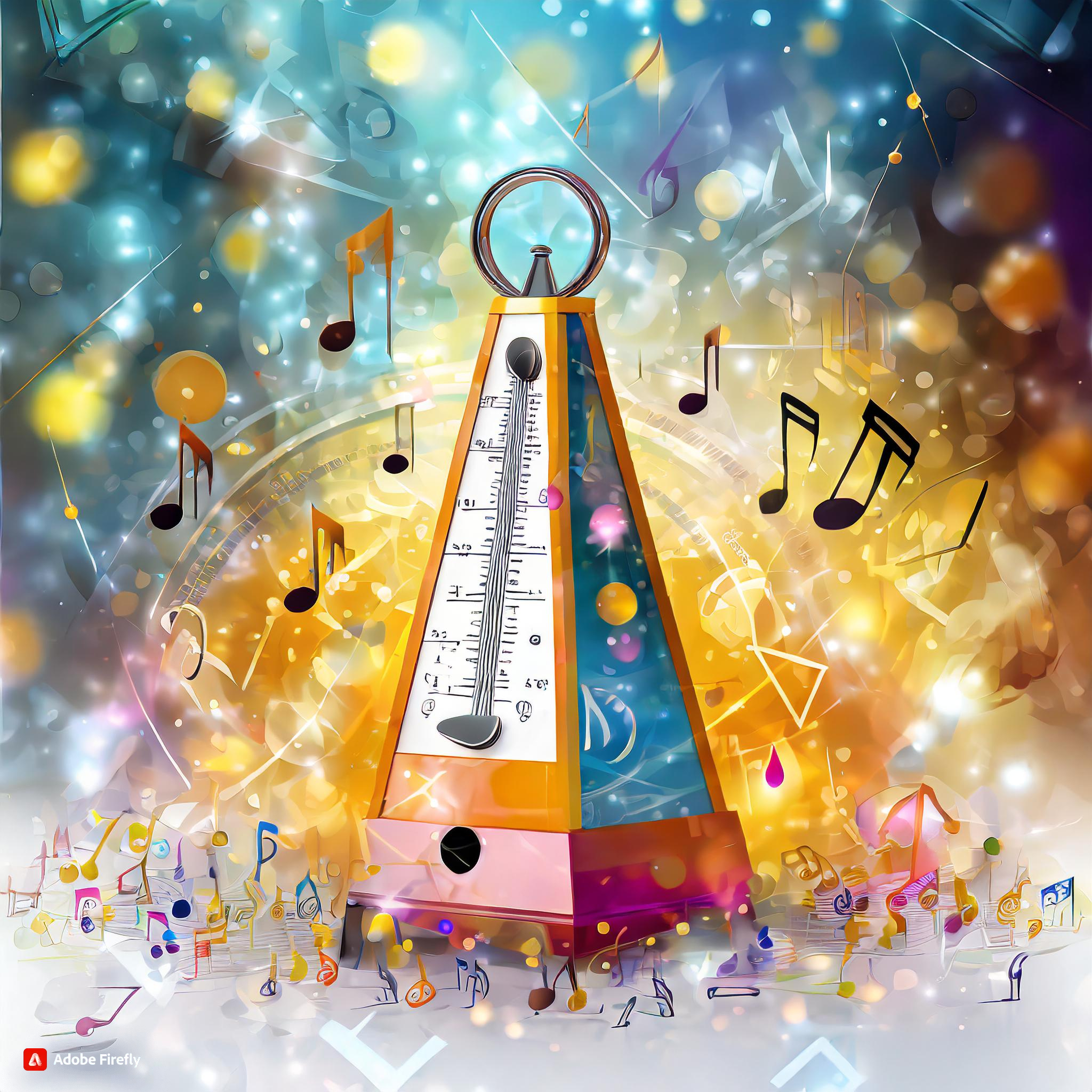 Firefly A metronome surrounded by musical symbols and notes 36697.jpg