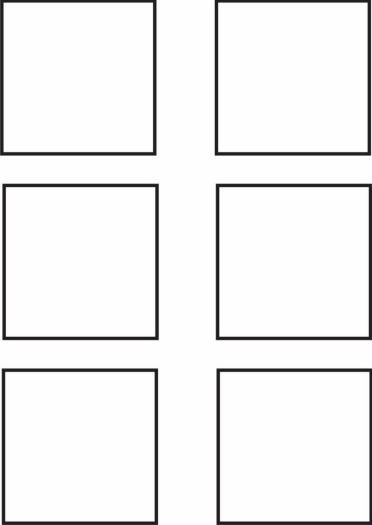 A group of 6 squares with black edges