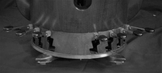 The seven pedals of a concert harp