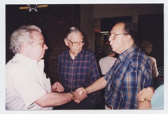 John Lewis Jr. Reunion 4 x 6 Color John Lewis Jr. 3 men shaking hands Aug 1998