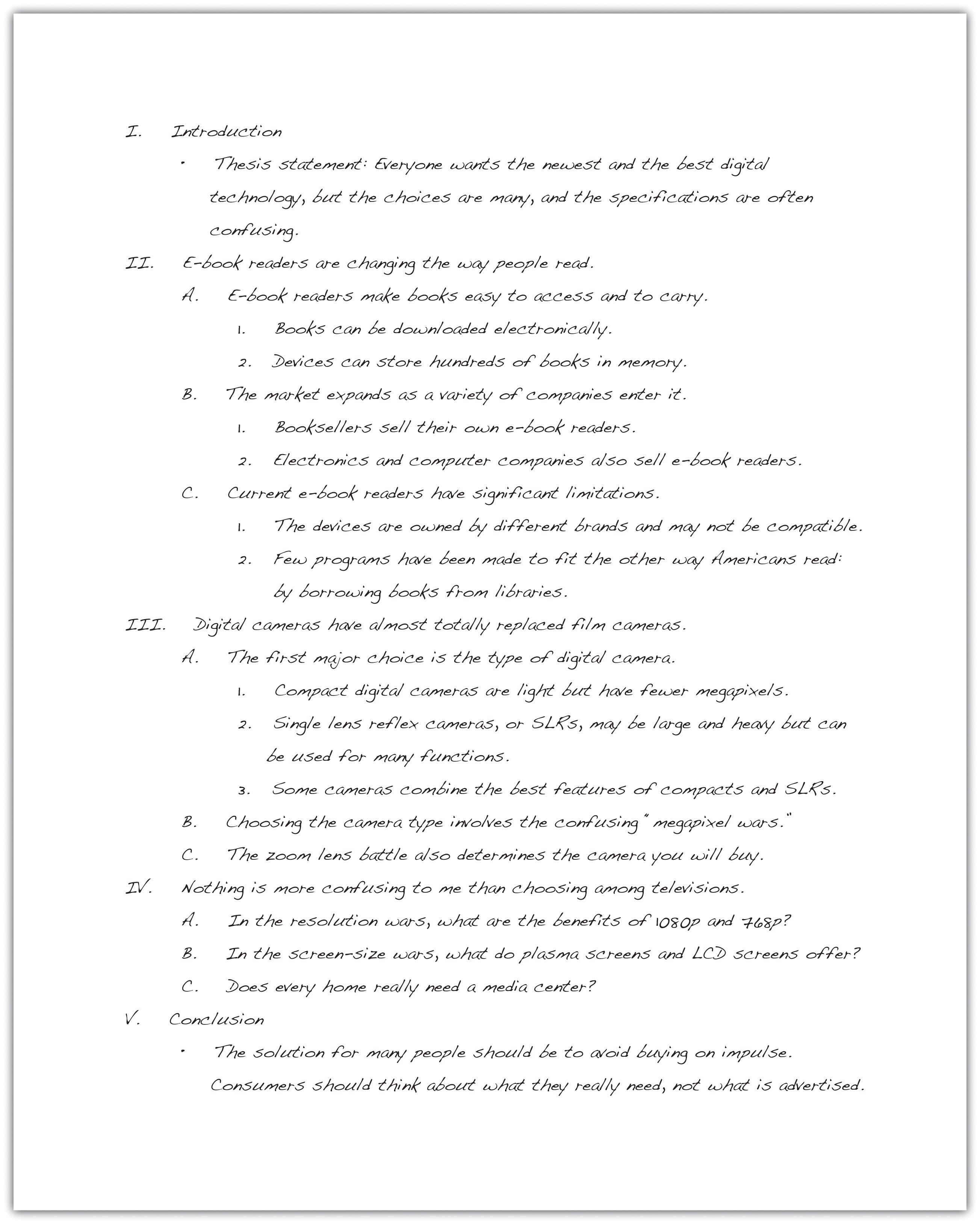 An updated sentence outline
