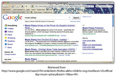 Google search result music piracy