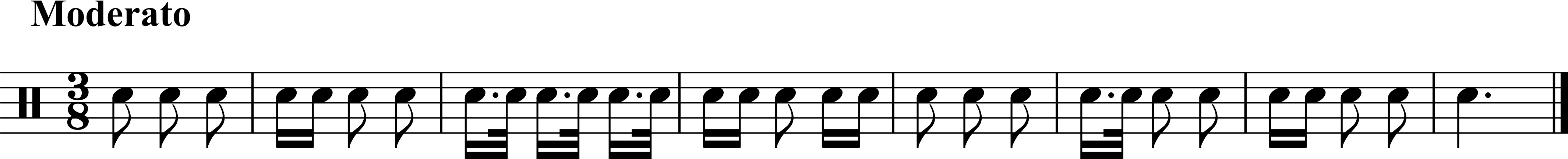 Eight measures in 3/8