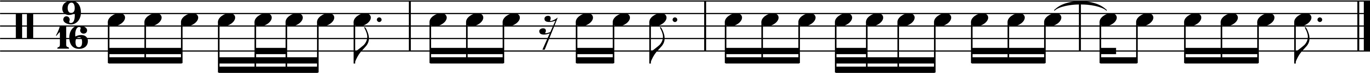 Four measures in 9/16