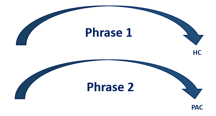 Two arcs indicating a first phrase ending in a half cadence and second phrase ending in a perfect authentic cadence