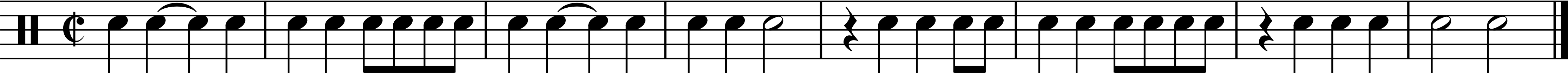 Eight measures in cut time