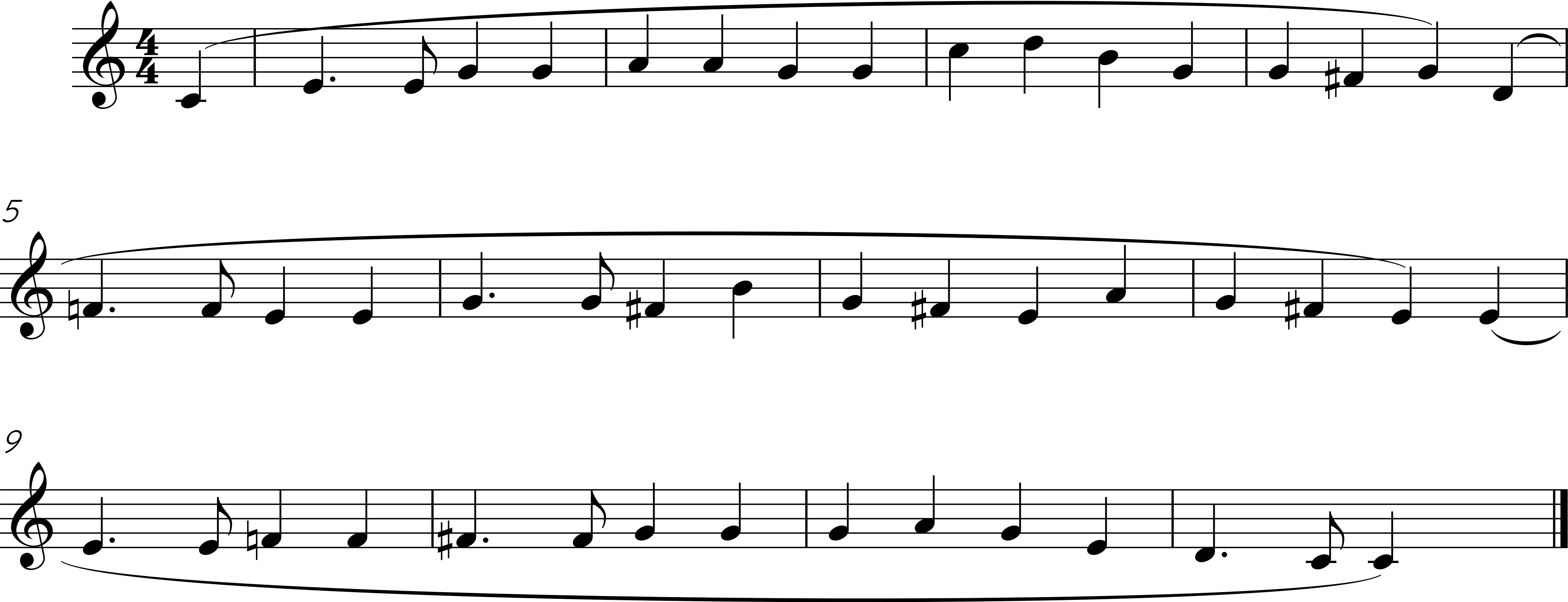 Treble clef melody for "Eternal Father Strong to Save"