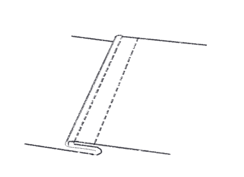 Illustration of seams sewn together to create a flat surface with no protruding fabric.