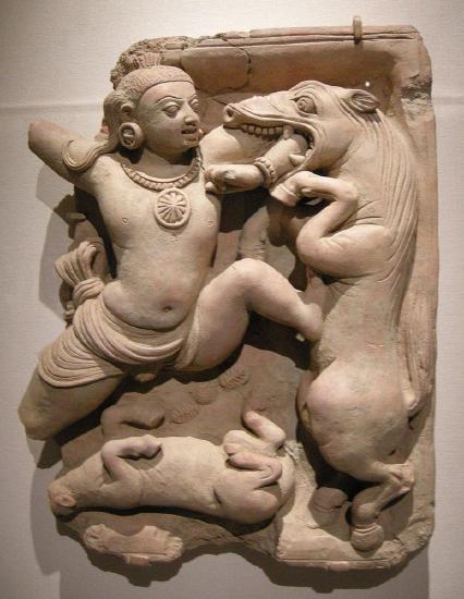 Krishna battling the horse demon