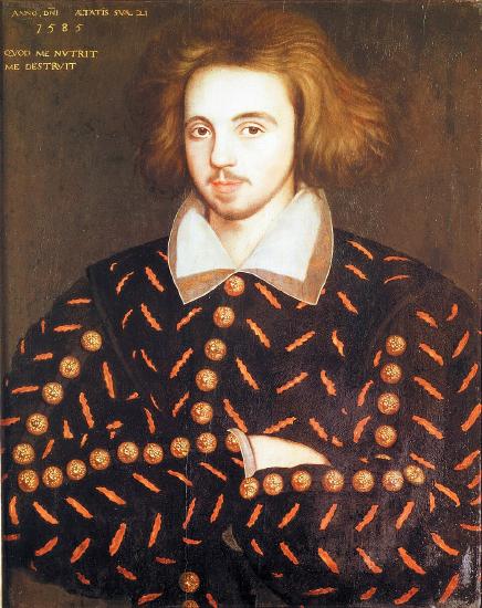 Unknown 21-year old man, supposed to be Christopher Marlowe.