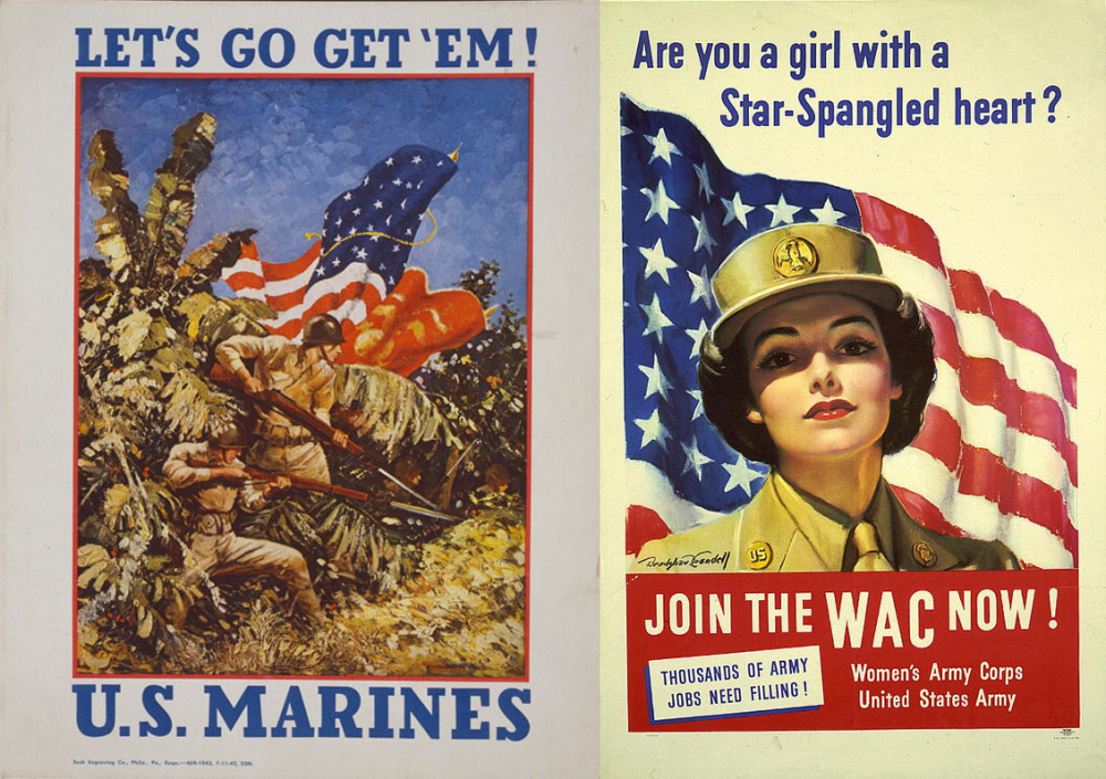 Two US Military recruiting posters &ldquo;sell&rdquo; a romantic vision of war to Americans.
