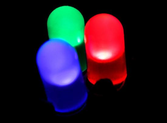 Red green and blue LEDs.