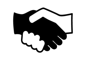 Icon of a black hand and white hand shaking