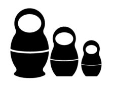 Icon of 3 Russian nesting dolls, larger to smaller