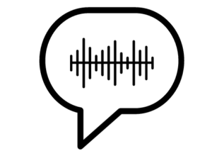 icon of a speech bubble containing voice level audio image
