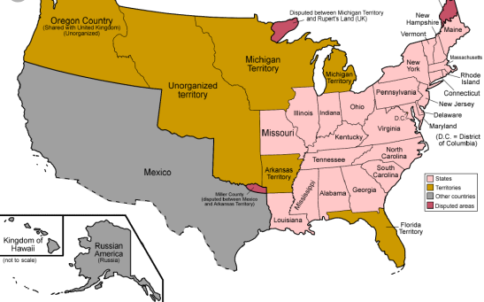 Estados y territorios de los Estados Unidos 30 juin 1834 al 2 mars 1836